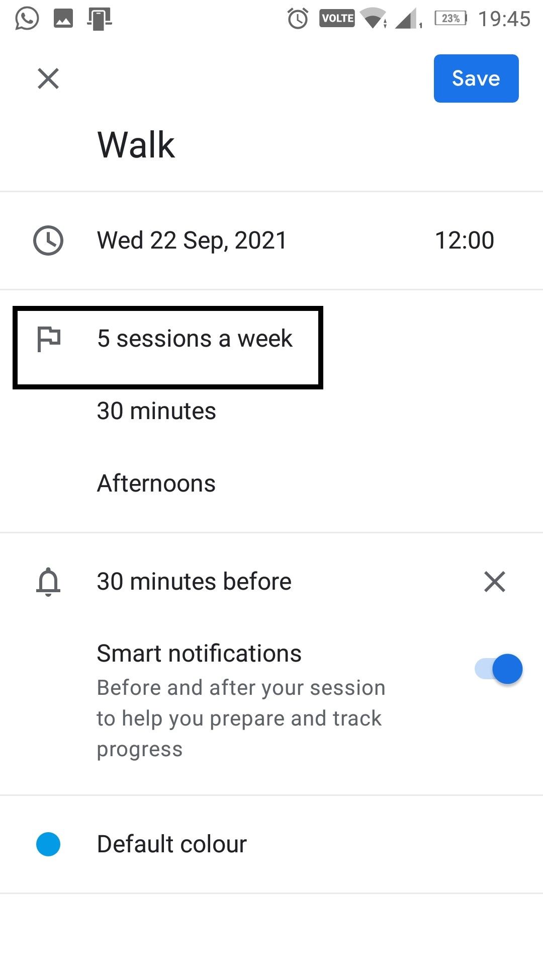  Change Sessions in Google Calendar.