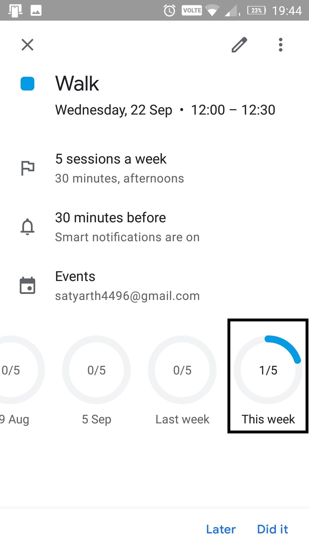 Track your progress in Google Calendar