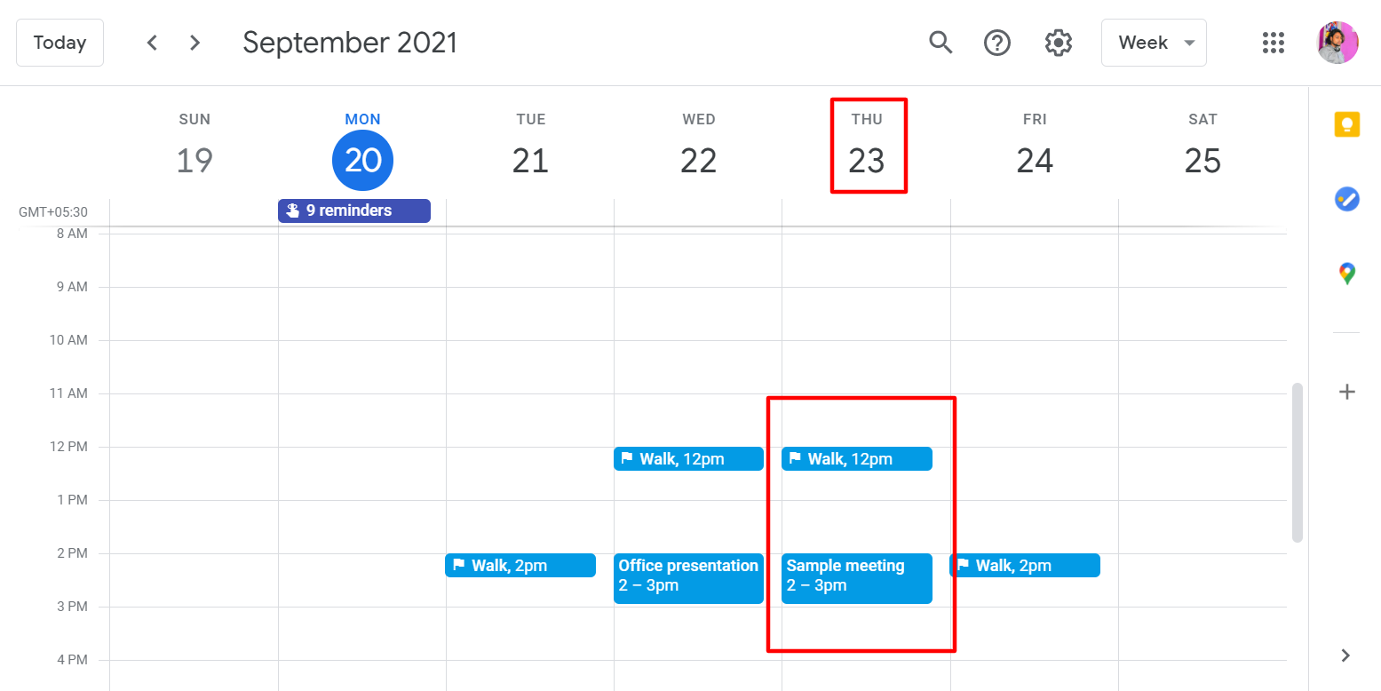 Reschedule goals in Google Calendar.