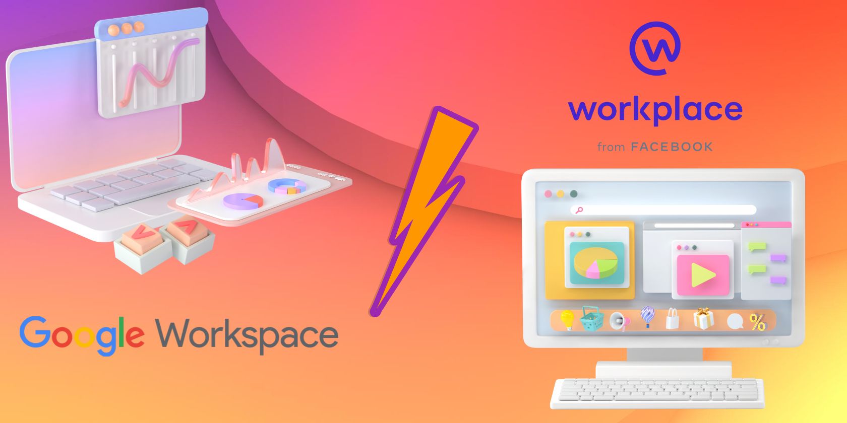 Illustration of Google Workspace Vs Workplace from Facebook 