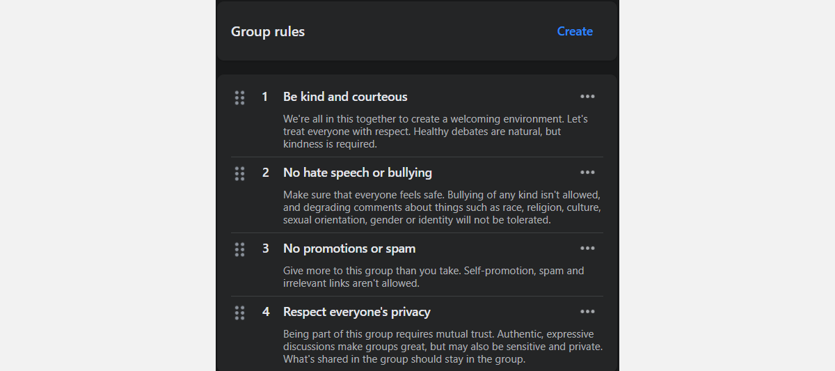 Group Rules in FB Groups
