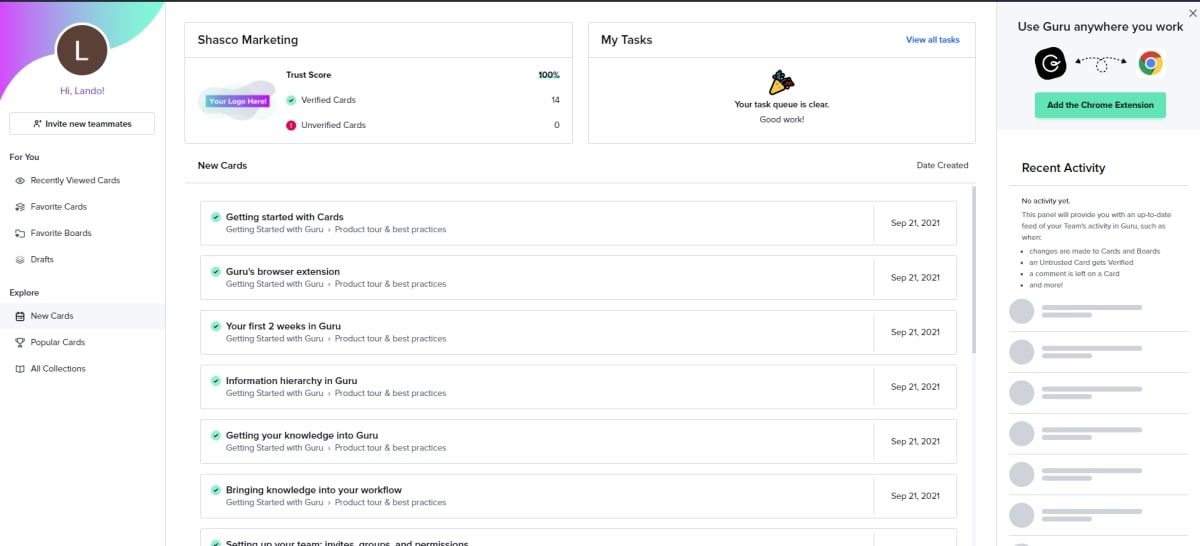 Screenshot of Guru apps