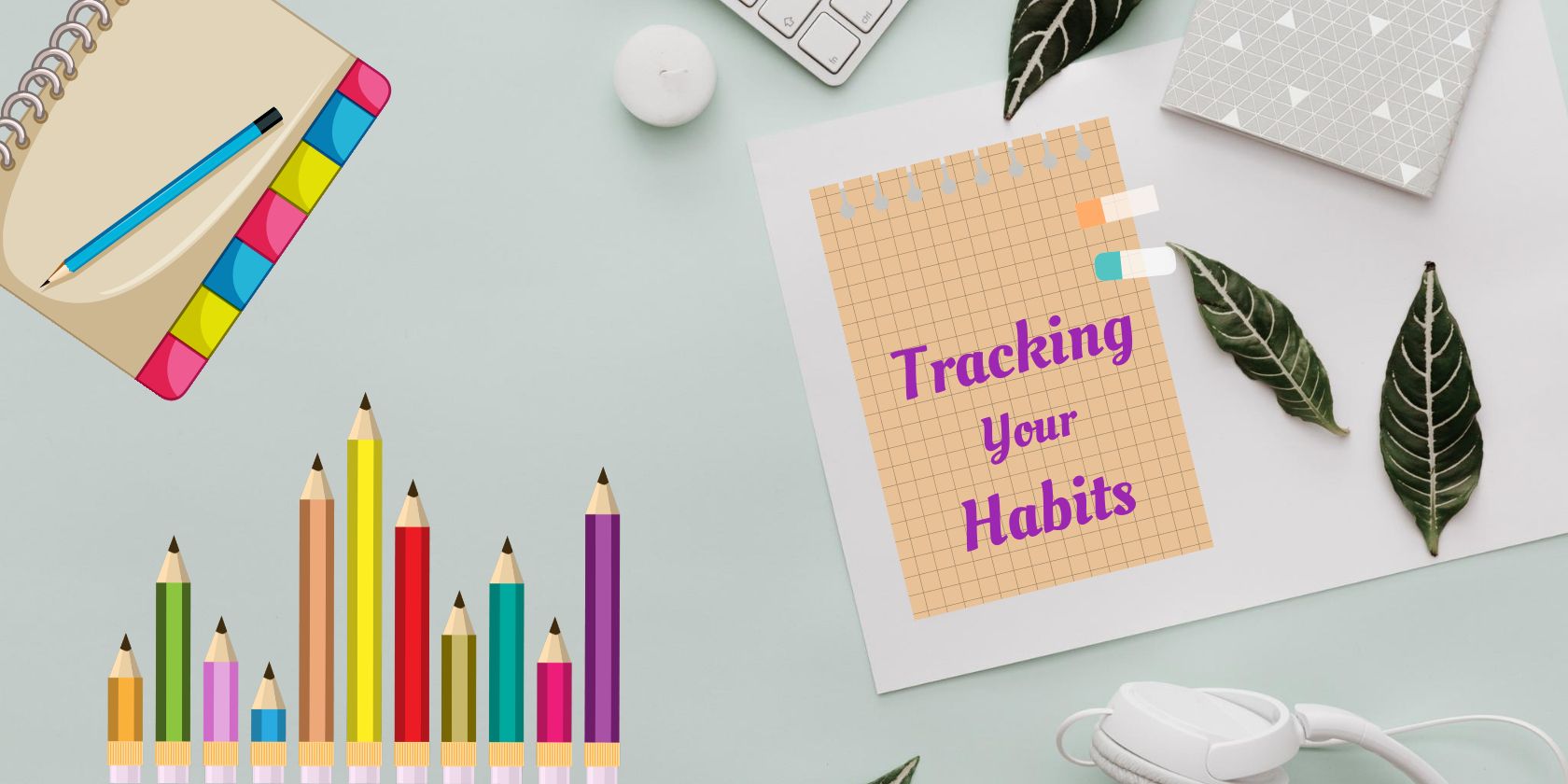 An illustration of tracking habits in notes and journals