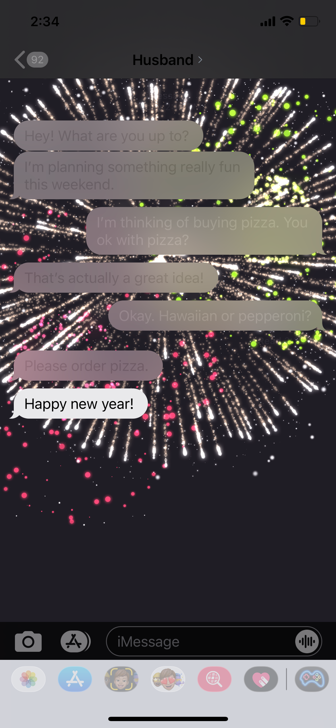 Happy New Year Effect on iMessage