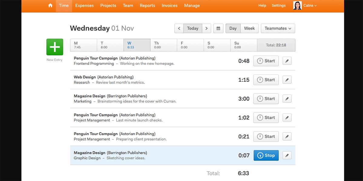 A visualization of Harvest app timesheets