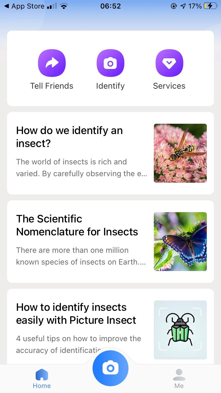 Screenshot of news bulletin previews on the Picture Insect app.