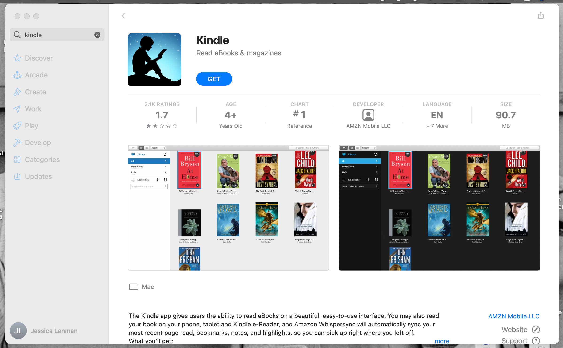 find specific page on kindle app for mac