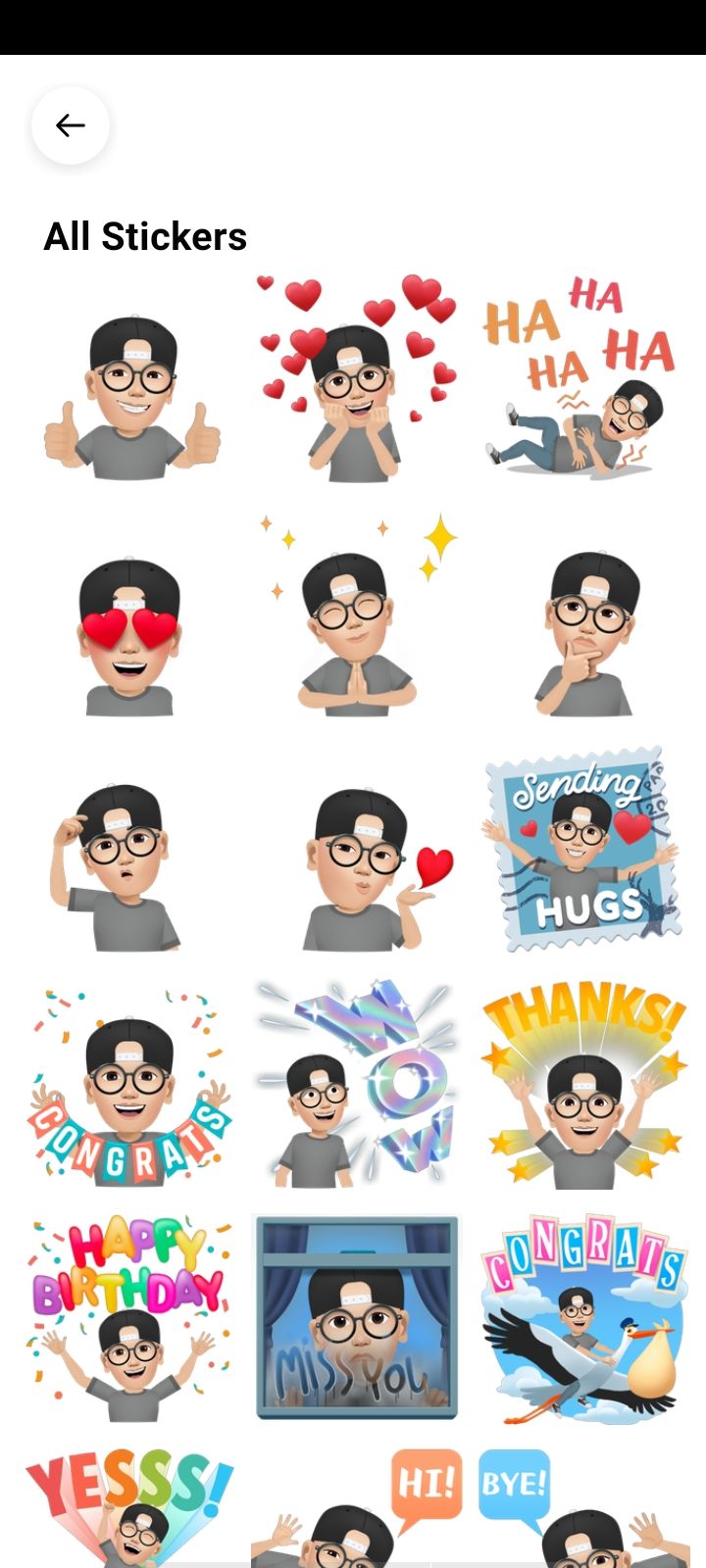 List of Stickers Based on Facebook Avatar