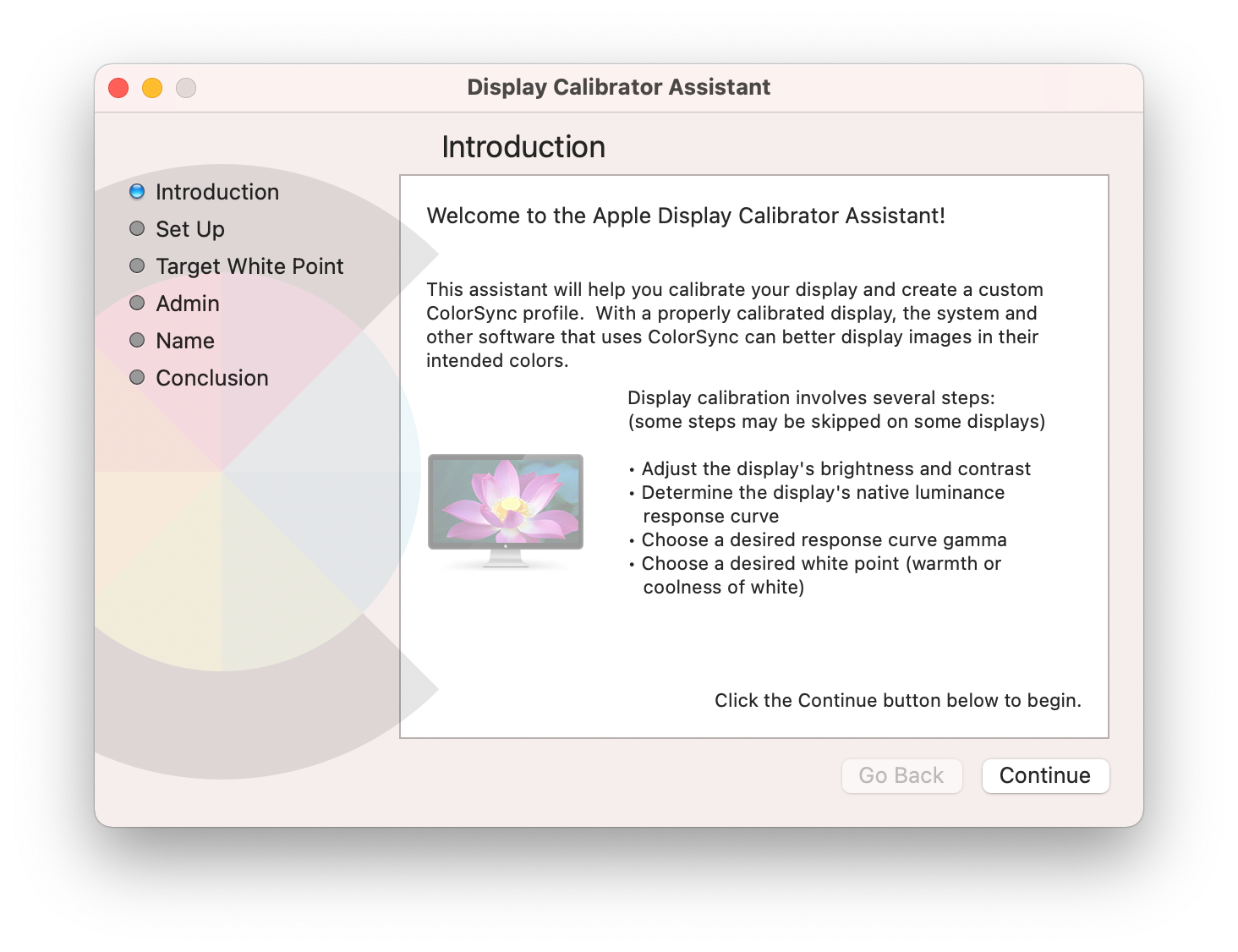 Mac OS Display Calibrator Assistant screenshot from Joel Lee - Che cos’è la calibrazione del colore del monitor e perché è necessaria?