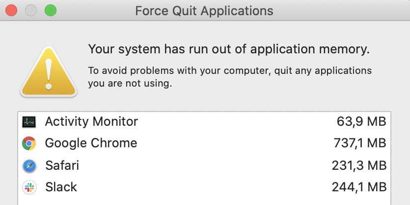 Low Memory Warning on Mac