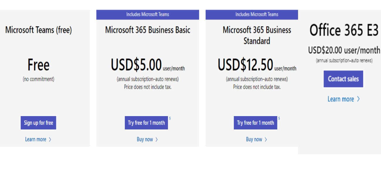 5 Gründe, warum Microsoft Teams besser ist als Slack - Microsoft Teams Pricing Plans