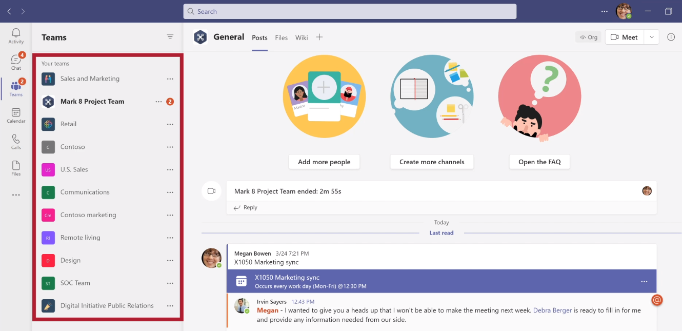 5 Gründe, warum Microsoft Teams besser ist als Slack - Microsoft Teams User Interface