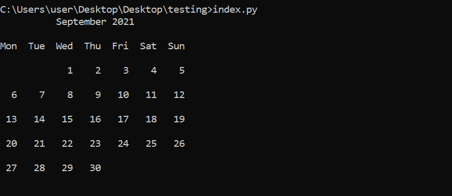 So verwenden Sie das Kalendermodul von Python - Month calendar output