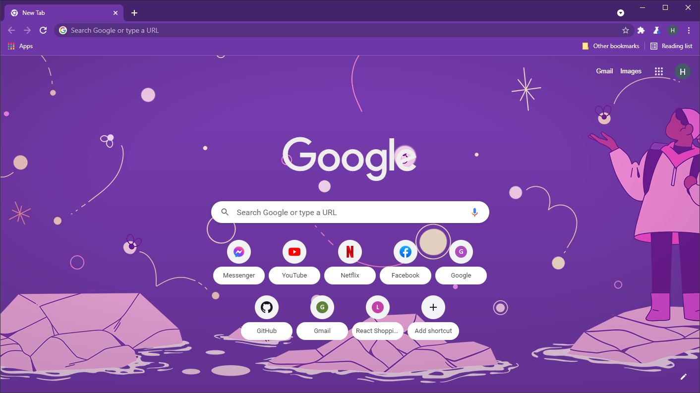 A screenshot of the Night Light theme for Chrome