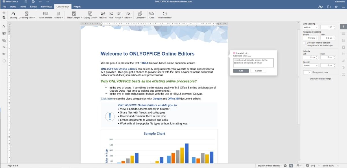 Screenshot of ONLYOFFICE