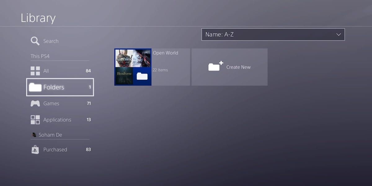 Accessing PS4 folders via the Library app