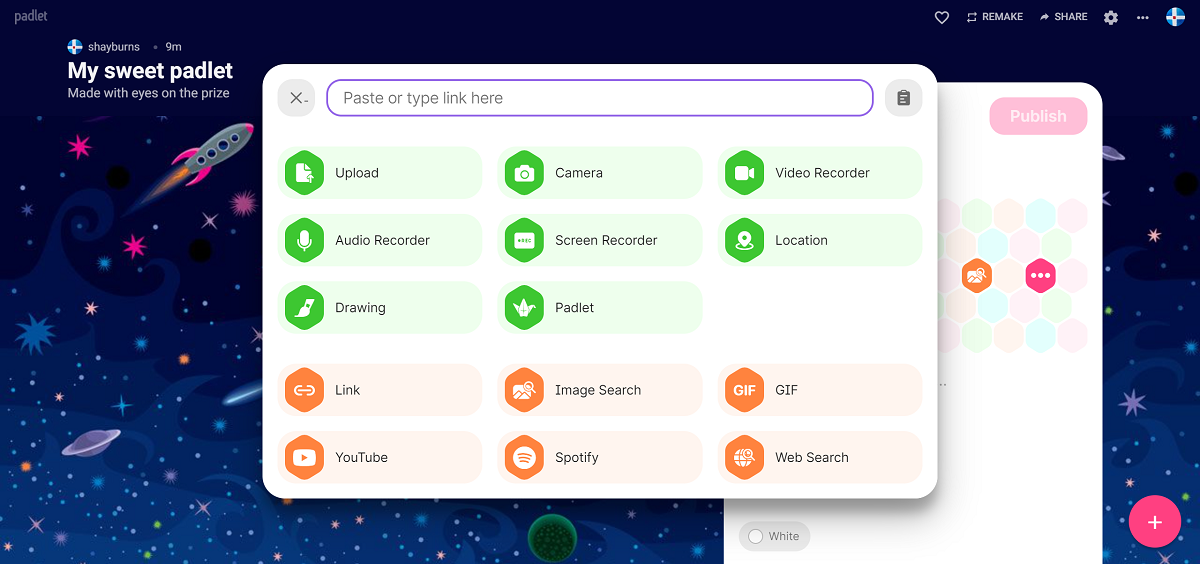 Padlet screenshot add link - In che modo Padlet può semplificare la pianificazione e la collaborazione