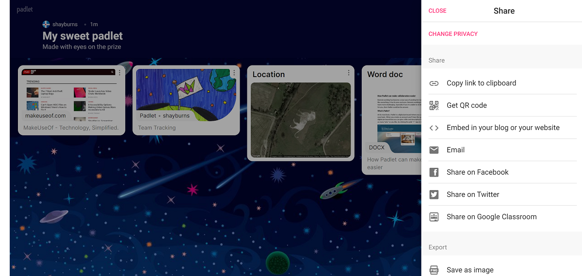 Screenshot of Padlet Share Screen
