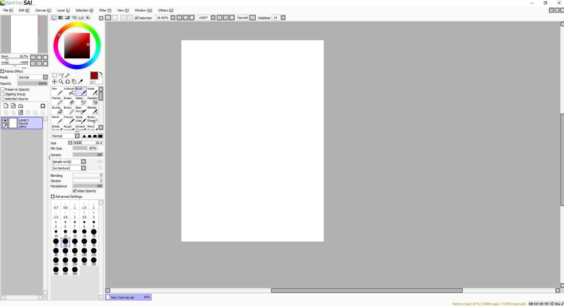 PaintToolSAI the default setup