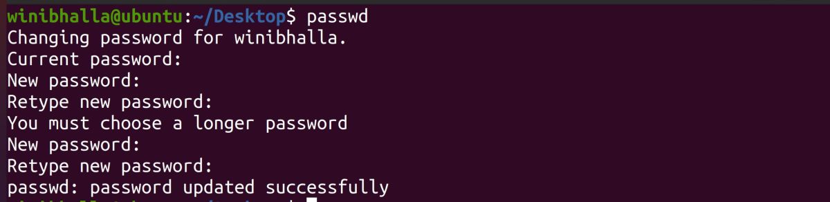 Change user password in Ubuntu
