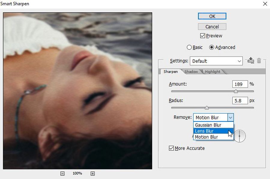 Photoshop Smart Sharpen options