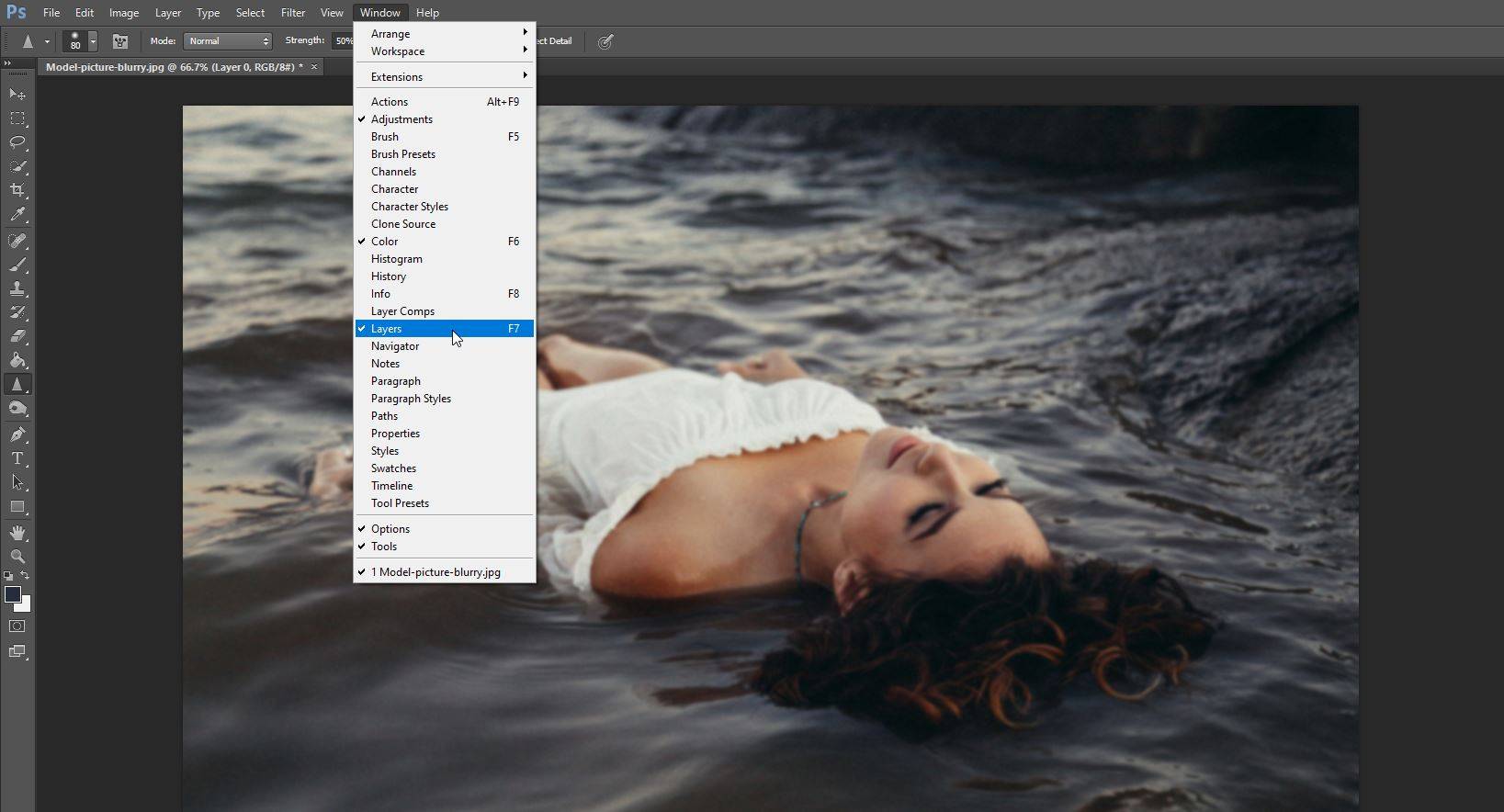 Photoshop adicionar camadas janela