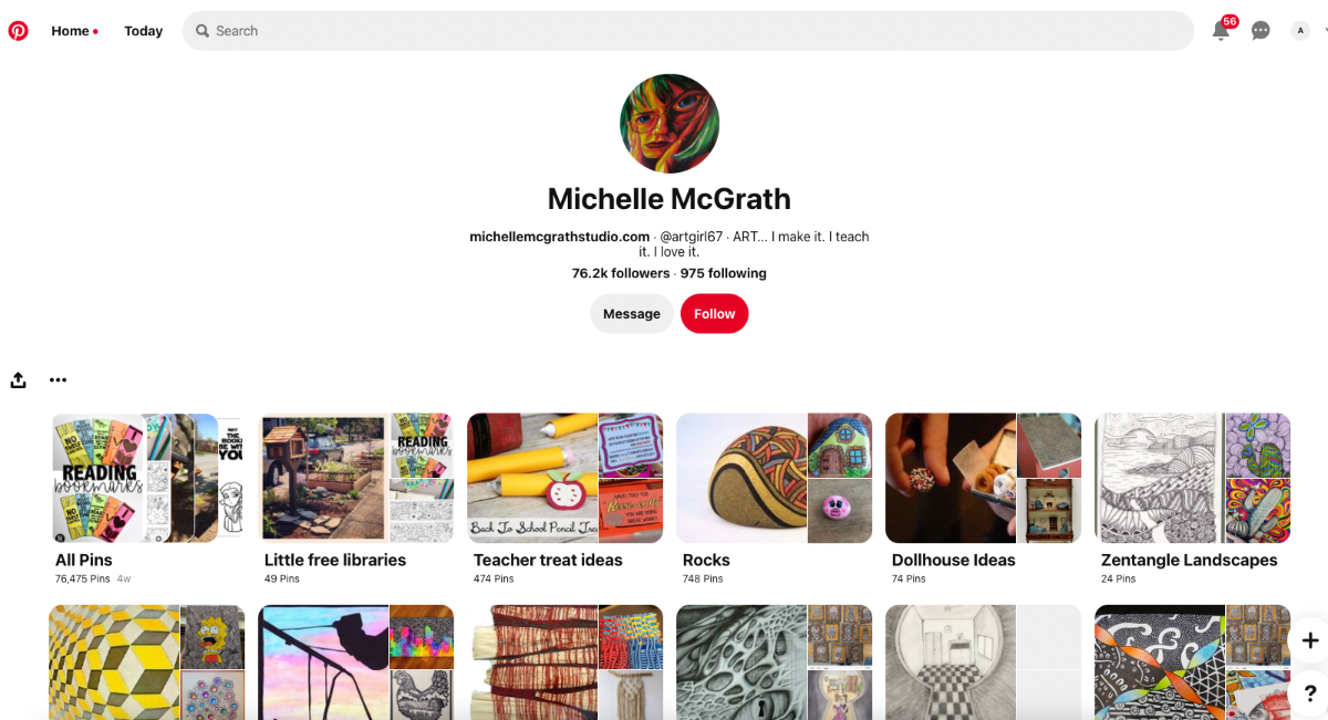 Pinterest art search results