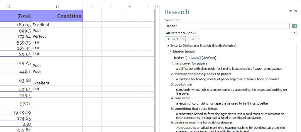 Research Reference - Come eseguire il controllo ortografico e grammaticale in Excel