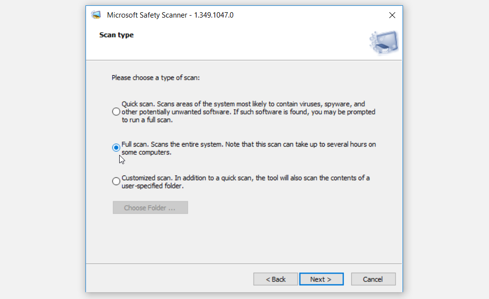 Running the Microsoft Safety Scanner