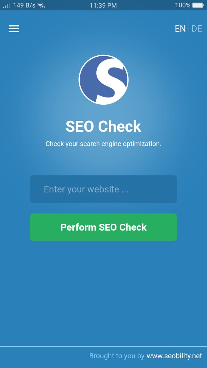 SEO Check App - Welcome Page