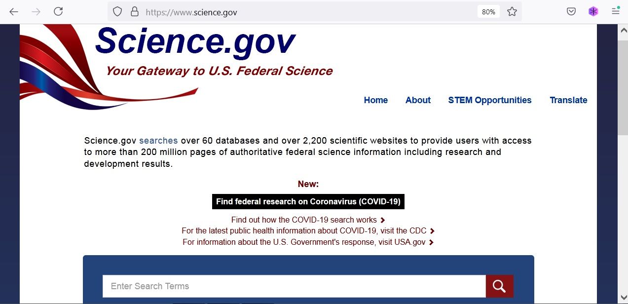 Science.gov website screenshot