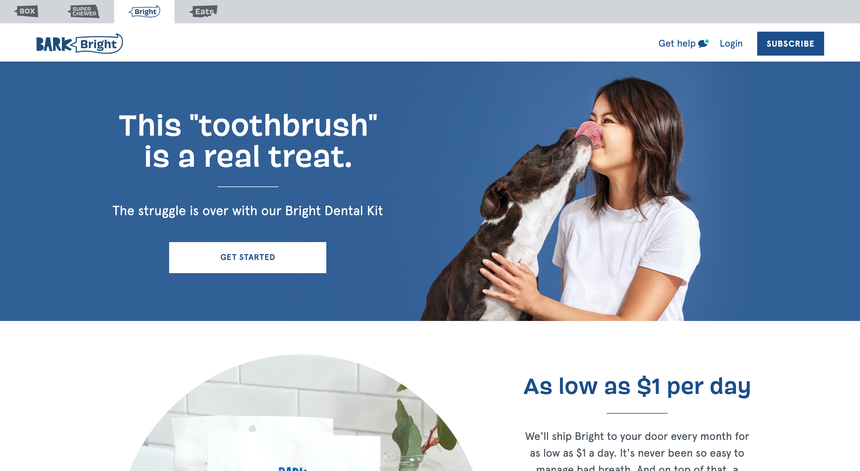 Screenshot of the Bark Dental subscription webpage