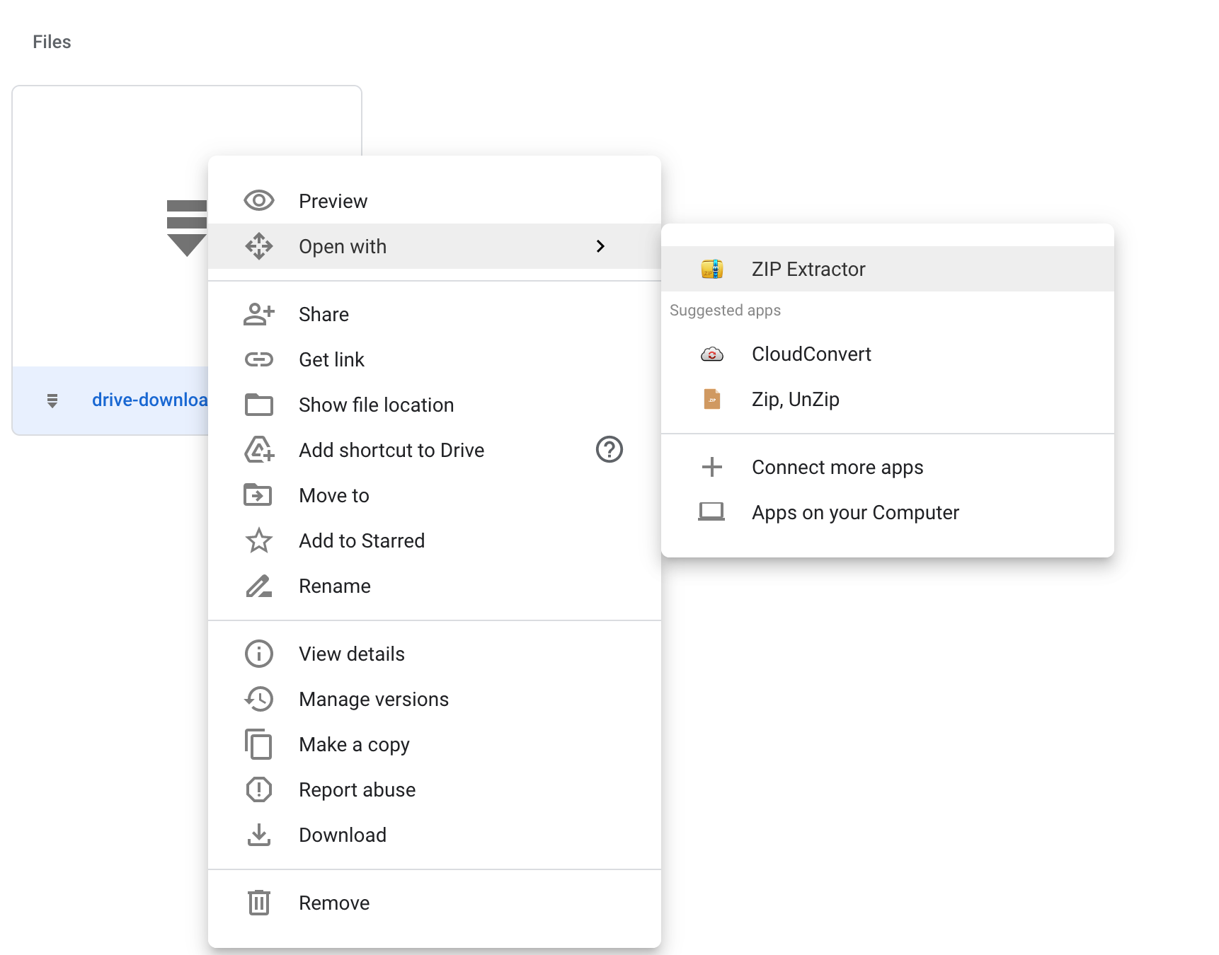 google drive download multiple files without zipping