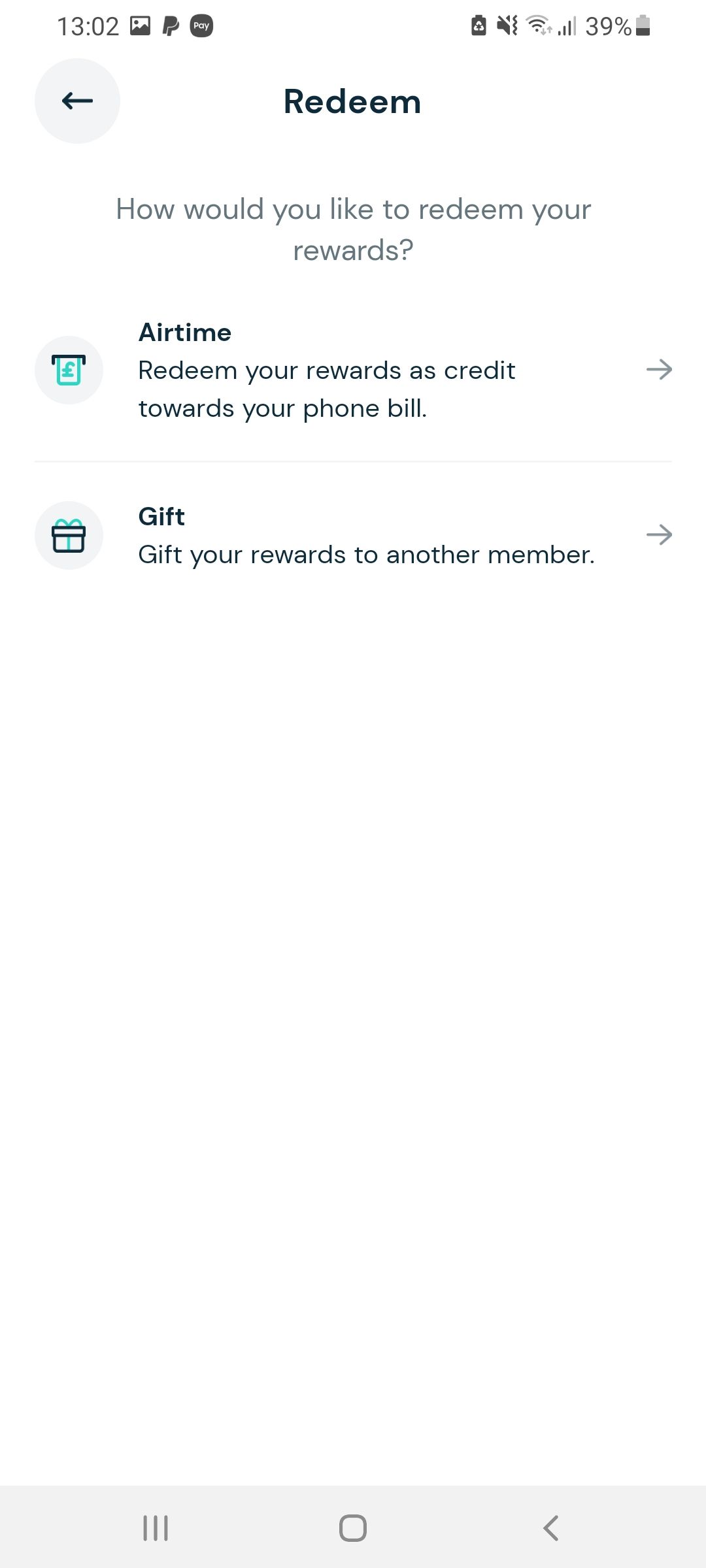 redeem rewards in airtime rewards of give to a friend