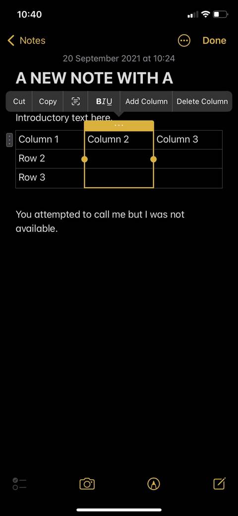 نوت اپل: نحوه ساخت و قالببندی جدول 18 Selecting column apple notes.jpg?q=50&fit=crop&w=480&dpr=1
