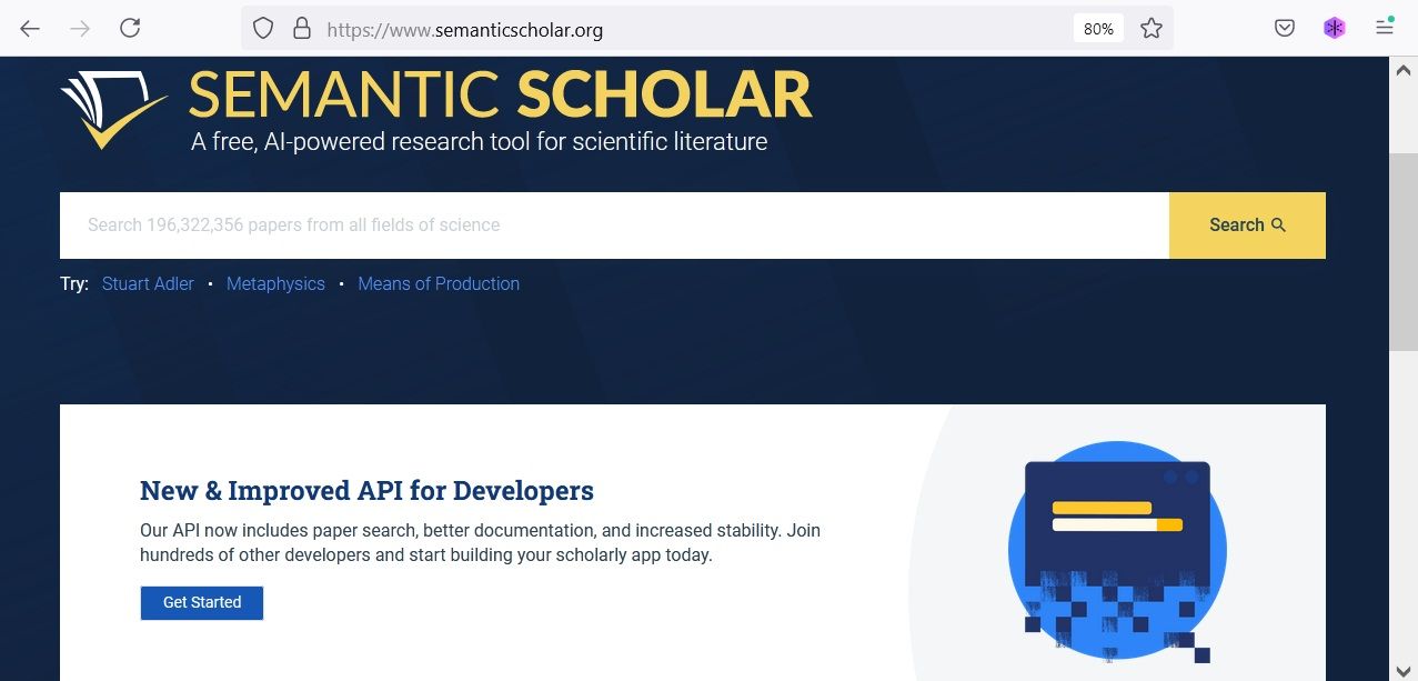 Semantic Scholar website screenshot