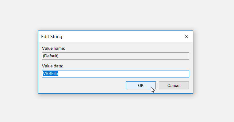 Setting the Value data to VBSfile