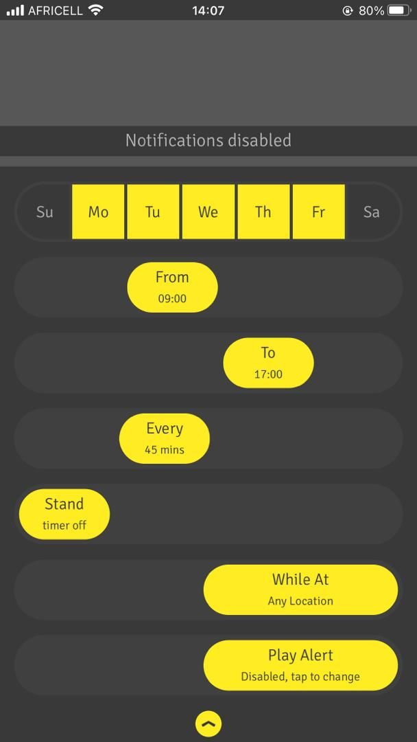 Screenshot of app to take breaks