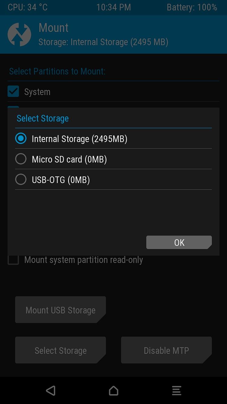 TWRP Mount Select Storage View