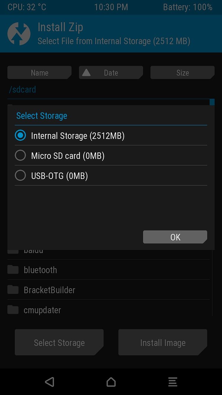 TWRP Install Select Storage View