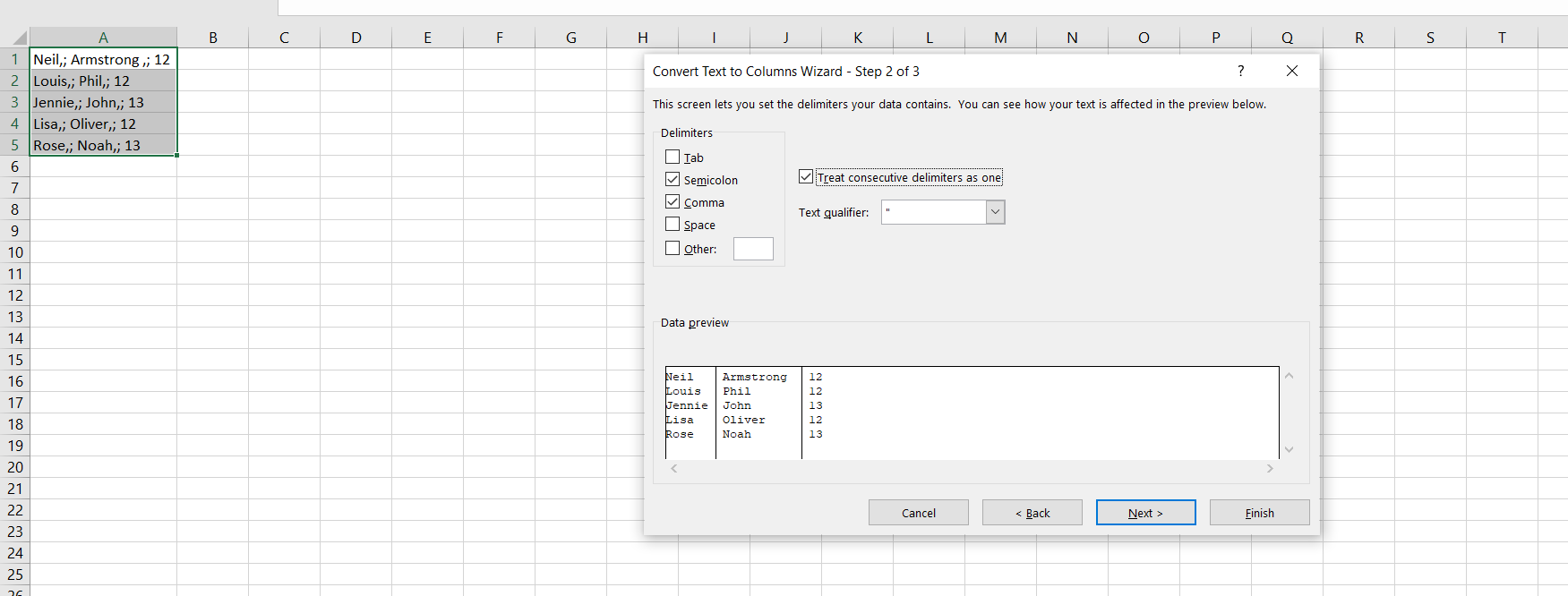 Come Dividere Le Celle Di Excel Utilizzando Un Delimitatore Tecnobabele 1091