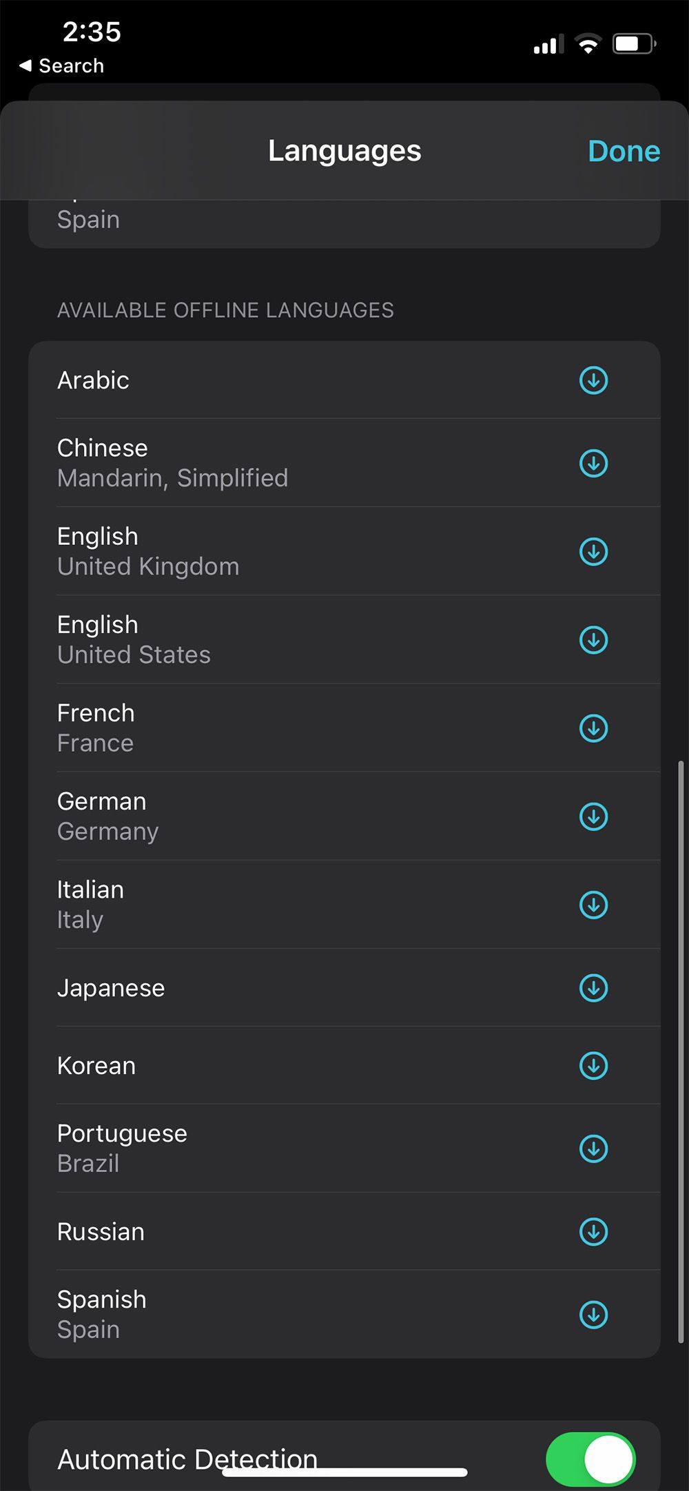 Offline Languages Availability in Translate