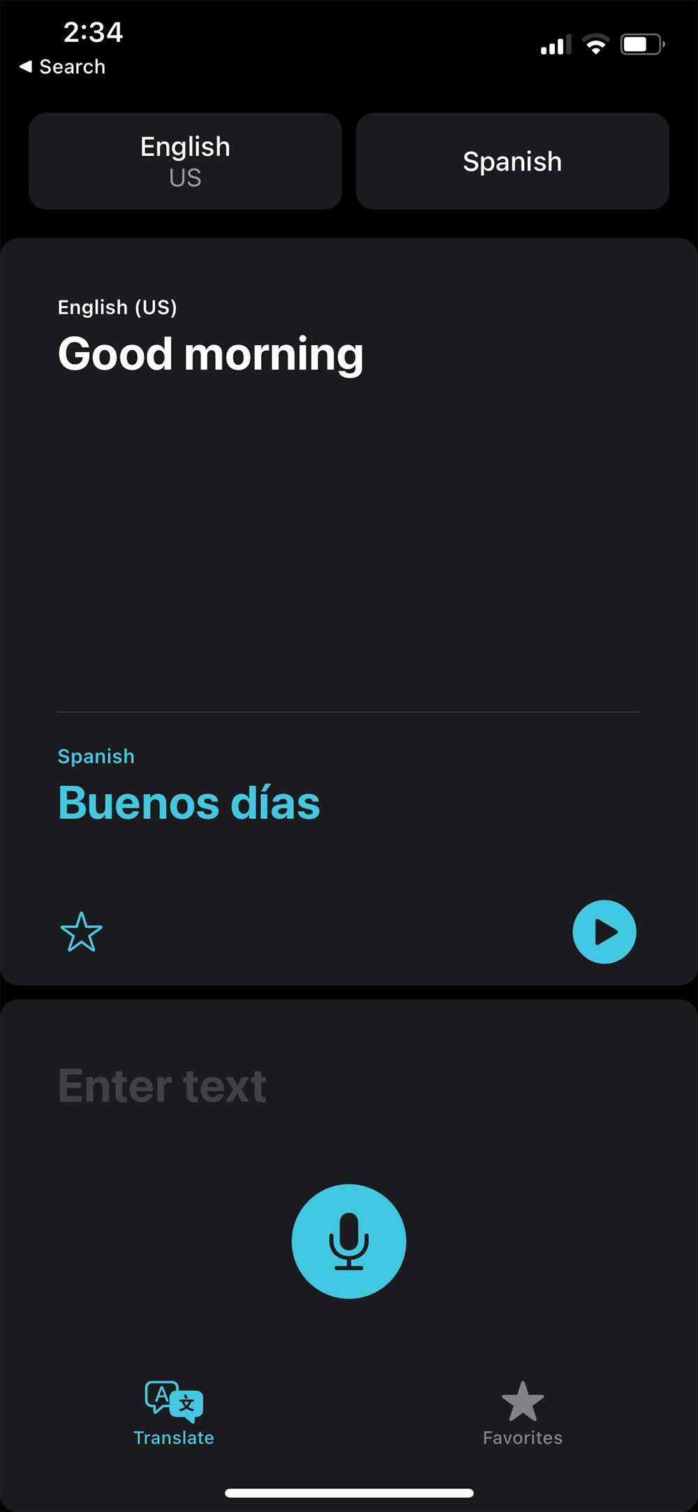 Translated Text in the App