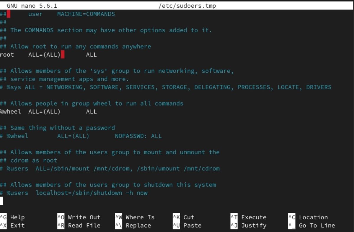 Visudo command Fedora (1) - Come aggiungere o creare un nuovo superutente su Linux