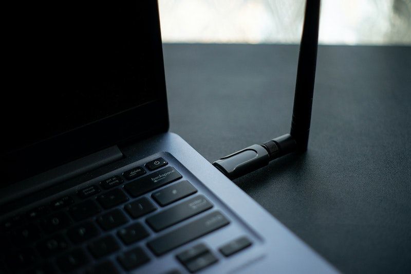Wi-Fi dongle connected to a laptop