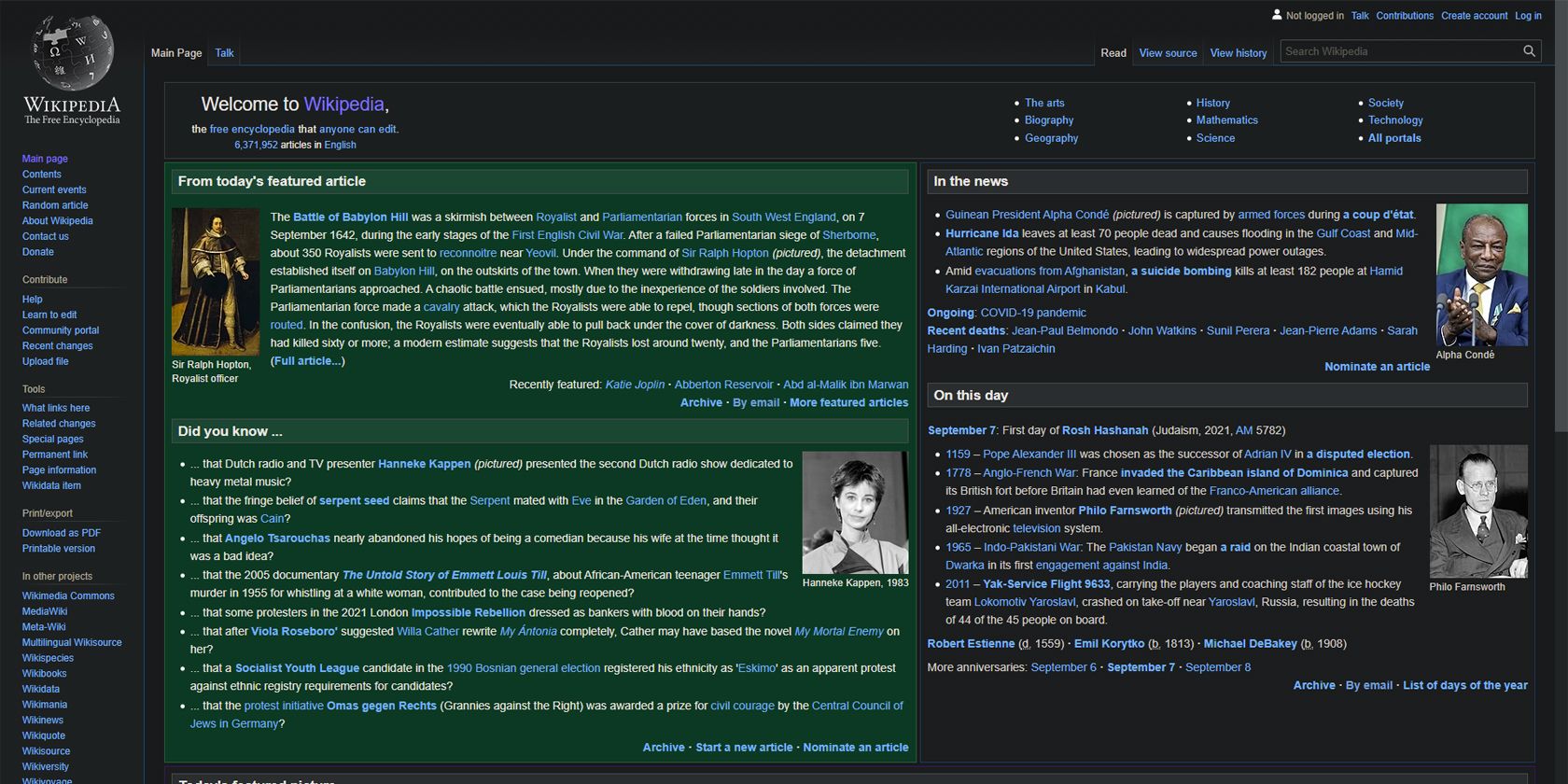 Wikipedia homepage