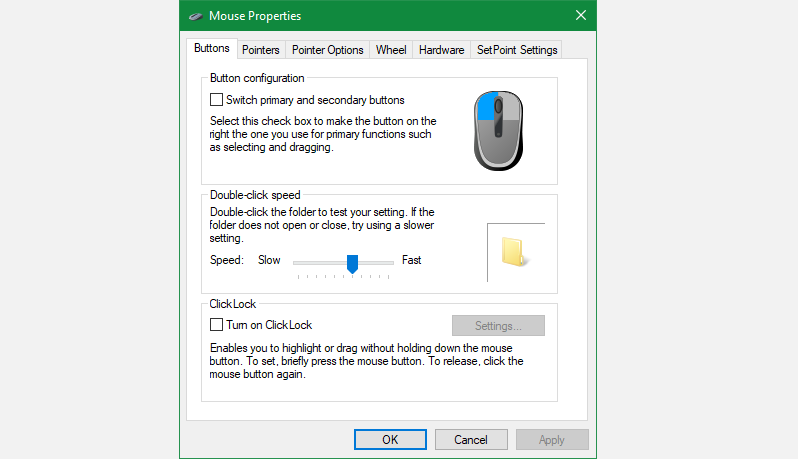 Windows 10 Double Click Speed Slider