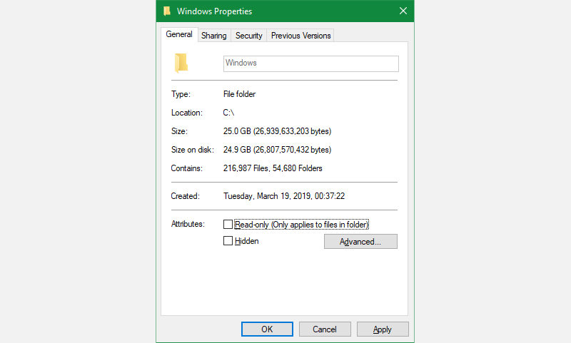 Windows Folder Size Background