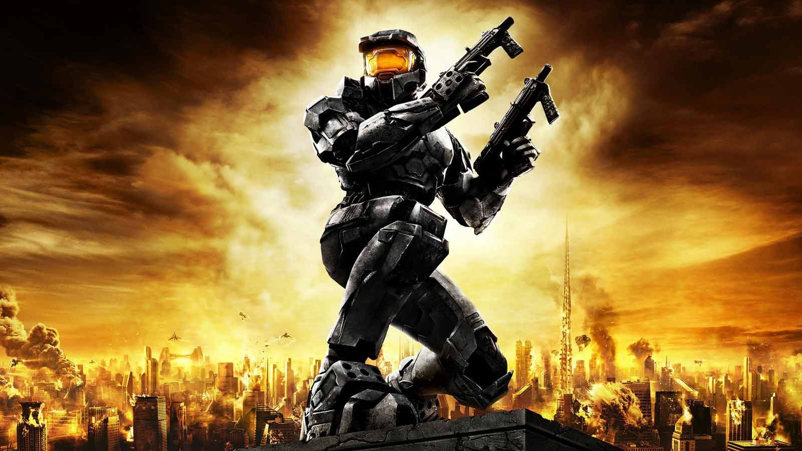 Promotional wallpaper for Halo 2, which was originally exclusive to the first-gen Xbox and Windows Vista