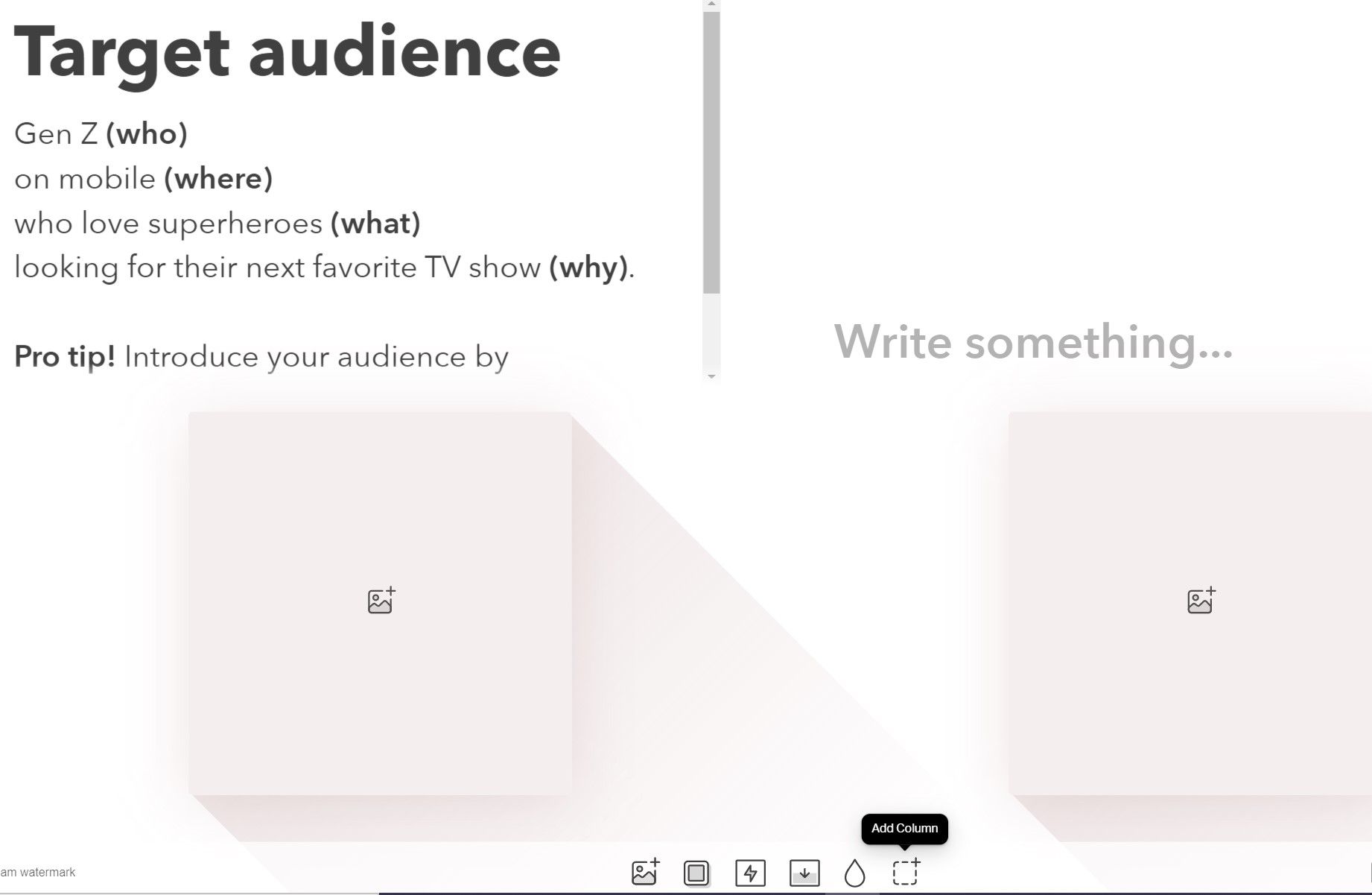 add-columns to the slide on Paste